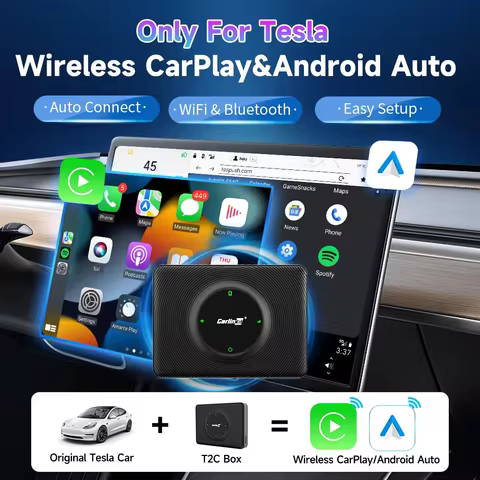 T2C CarlinKit Car Adapter For Tesla Model Y Model 3 Wireless Auto Connect Wireless CarPlay & Android