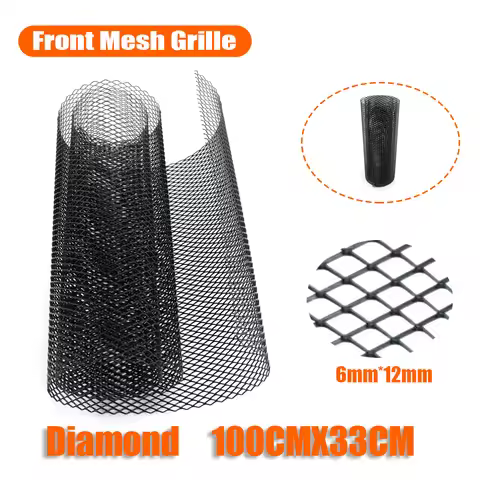 Universal Black 100x33cm Aluminum Car Vehicle 6x12mm Diamond Hole Body Grille Net Mesh Grill Car Bum