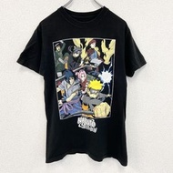古著火影忍者疾風傳短袖動漫印花 T 卹，黑色，圓領，復古設計，小碼