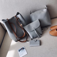 PU Sling Bag Handbeg Wanita Shoulder Bag (Grey) Kstyle 939 Top Sale 4in1 Korea F