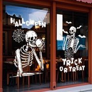 Shopping Mall Restaurant Cafe Halloween Decoration Glass Door Skull Sticker