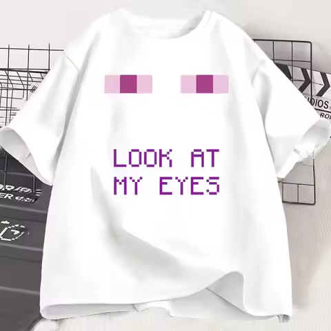 Eye of The Enderman Game T-shirt Fun Design Short-sleeved T-shirt Casual Loose Round Neck Pattern T-