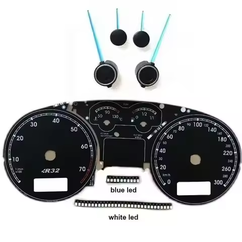R32 Instrument Scale Paper Blue Needle Pointer with LED Light for VW Bora MK4 Golf 4 R32 Meter 300km