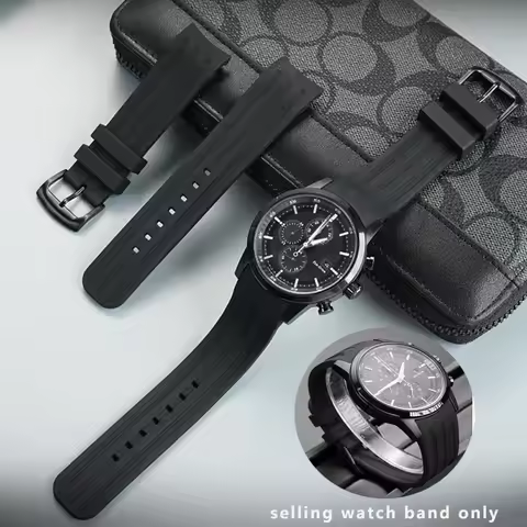 22mm Arc Mouth silicone watch band for Citizen Eco Drive Black Knight CA0615 CA0695 CA4500/CA4554 st