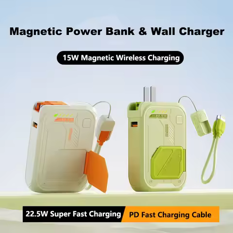 For Magsafe Power Bank 20000mAh 22.5W Fast Charging Powerbank with Cable Plug Wall Charger for iPhon