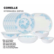 CORELLE 20'PCS SET (Blue Hydrangea) Made In Usa. GOLD PREMIER SERIES