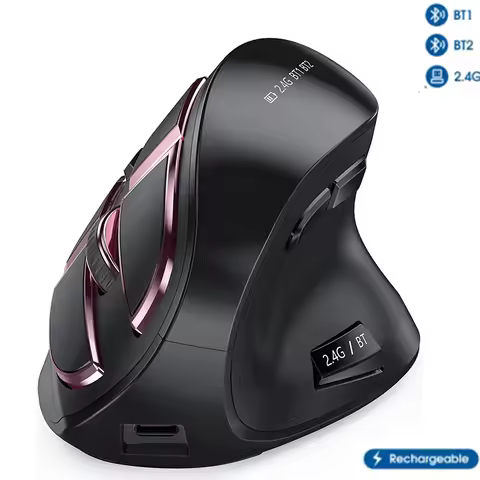 Ergonomic Mouse Wireless Vertical Mouse Rechargeable Optical Mice for Multi-Purpose Bluetooth Mouse 