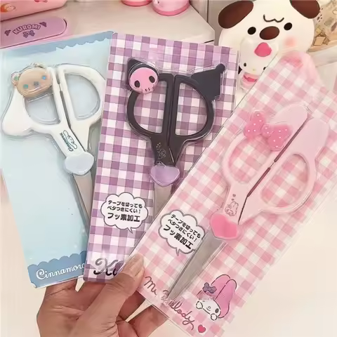 HOT Selling Sanrio Kuromi Cinnamoroll Hand Made Scissors Cute Melody Art Scissors Kid Stationery Sch