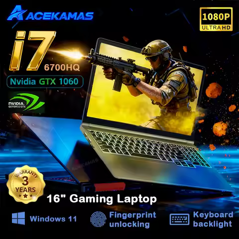 ACEKAMAS 16" Portable Gaming Laptop intel Core i7-6700HQ GTX 1060 IPS Windows 11 Laptops Computer 16