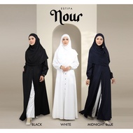 JUBAH NOUR Jubah Muslimah Labuh Pakaian Umrah Haji Size S-3XL Jubah Hitam Jubah Putih Material Cotton Cutting Flare