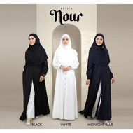 JUBAH NOUR Jubah Muslimah Labuh Pakaian Umrah Haji Size S-3XL Jubah Hitam Jubah Putih Material Cotto