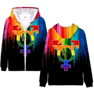 Popular 3D Print LGBT Hoodie Men Women Rainbow Flag Sweatshirts Lesbian Gay Zipper Hoodies Casual Lo