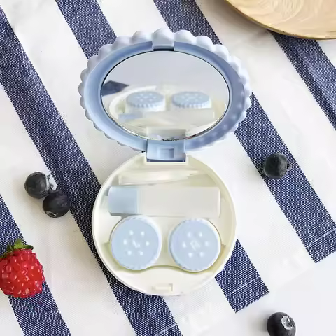 2025Hot Cartoon Cute Cookie Glasses Double Contact Lenses Box Contact Lens Case for Eyes Care Kit Ho