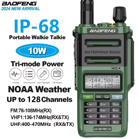 Baofeng UV 9R Pro V2 IP68 Waterproof Walkie Talkie Tri-Power Type-C Charger Dual Band Ham CB Radio T