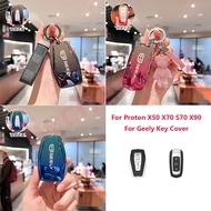 2024 Gradient TPU Car Remote Smart Key Case Cover for Proton X50 X90 X70 Keyless Car Key Remote Protection Key Cover Case for Geely Key Cover Geely Keychain Coolray Emgrand Azkarra Okavango Fashion waterproof keychain car accessories