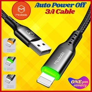 【1YrWarranty】Mcdodo LED USB Cable 3A for iP Fast Charging Charger Auto Power Off Data Cable 1.2 Mete