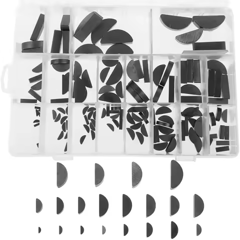 Woodruff Key Assortment Kit Carbon Steel Half Moon Keys Semicircle Key Replacement for Pulley Shaft 