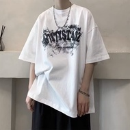 【M-8XL 】American Fashion Rendered Number Letter Short Sleeved T-shirt Versatile Casual Sports T-shir