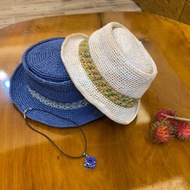 手工3件組合/手作平頂帽/手工施華洛世奇項鍊/編織