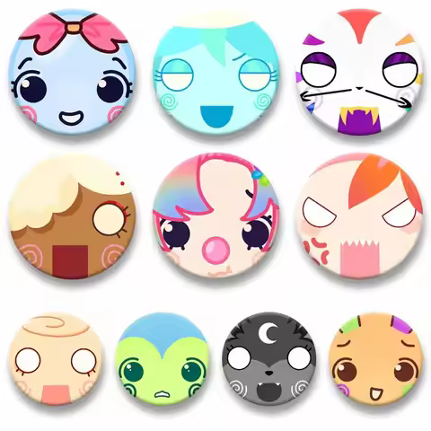 Creative D-Dandys W-World Full Face Icon Coin Badges Sprout Astro Bassie Vee Lapel Pins Backpack Hat