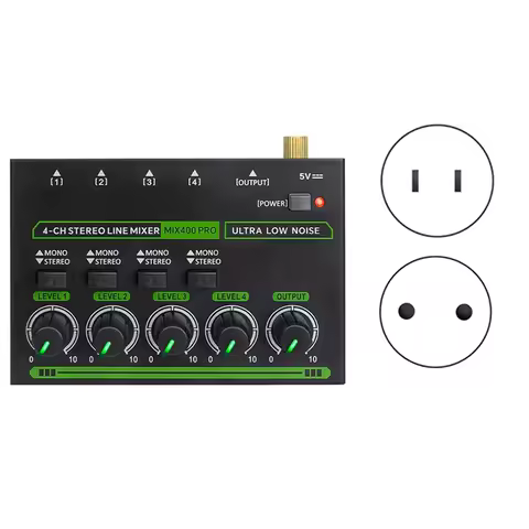 A20R-Mix400 Pro 4 Channel Professional Sound Mixer With RGB Light Mini Audio Mixer Line Mixer Small 