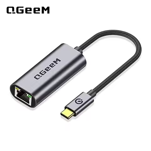 USB C to Ethernet Adapter, QGeeM Gigabit Ethernet to USB C, Thunderbolt 3 to Ethernet to RJ45 LAN Ne