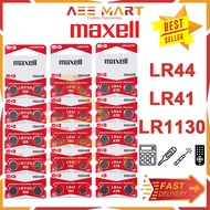 (Original) Maxell LR1130 / LR41 / LR44 Micro Alkaline Battery Button Cell | Bateri (1pc/10pcs) A76 A