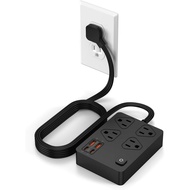 Power Strip Surge Protector with 20W USB C Ports,6Ft Flat Plug Extension Cord Wall Mount 4 Outlets E