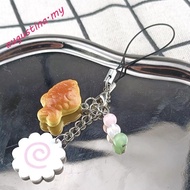AUGUSTINA Fish Cake Keychain, Pink Squid Roll Japanese Food Taiyaki Pendant, Phone Lanyard Bag Keyri