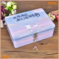 ELAINE Desktop Storage , with Lock Key Household Tinplate Box, Large Capacity Vintage Jewelry Makeup