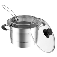 Stainless Steel Fry Pot with Strainer Basket Multifunctional Deep Frying Pot Portable Deep Fryer Pot