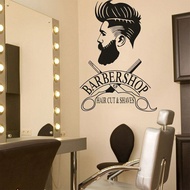 Barber Shop Window Decal Hipster Man Wall Sticker Hair Salon Scissors Murals Shave and Haircut Logo 