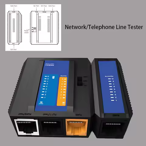 3-RJ45 port+1 RJ11port Network/Telephone Line Tester RJ45 cable tester support 8P/6P/4P Network Cabl