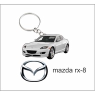 mazda rx8 rx-8 white keychain 2d