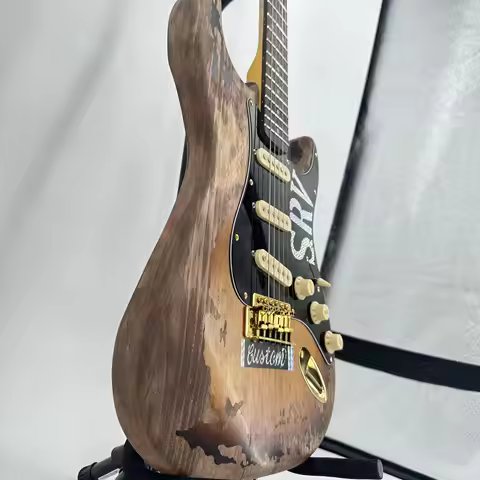 Customized Vintage Distressed Finish SRV Electric Guitar Single Pickup Blues Style Musical Instrumen