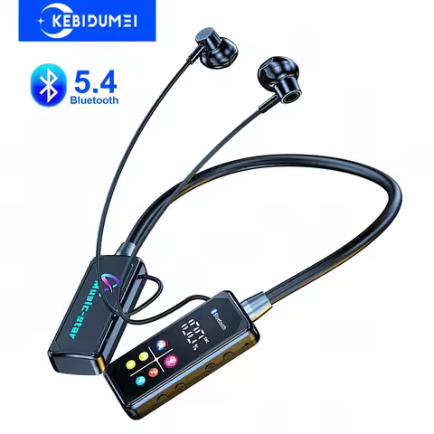 Bluetooth 5.4 Earphones with HD Screen TWS Wireless Headsets Neckband Headphones HiFi Stereo Noise R