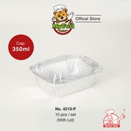 4012-P MyChef Dulang Aluminium dengan Penutup Plastik - 10 Keping/Paket /MyChef Aluminium Foil Tray 