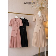 Maihouse big-size office vest dress with short sleeves and long form made of ribbed silk for going o