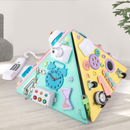 Montessori Early Education ของเล่นไม้ Busy Board DIY House Building Blocks สําหรับเด็กอายุ 2-12 ปี