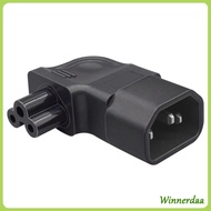 WINN C14 to C5 Adapter IEC320 Male C14 to Female C5 Left Angled 90 Degree Adapter