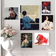 Maximalist Rococo Baroque Female Portrait Canvas Poster Surreal Vintage Eclectic Wall Art Home Bedro