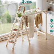 Smart Folding Ladder with Drying Rack GOTEK TX-200 Solid Aluminum Alloy Frame, Versatile and Conveni