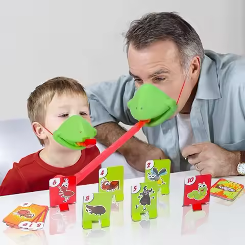 1Set Frog Chameleon Lizard Mask Wagging Tongue Lick Cards Board Games for Kids Birthday Party Favor