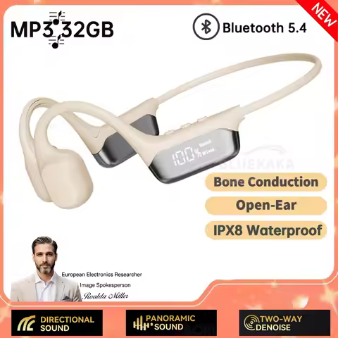 New Original True Bone Conduction Earphones Wireless Bluetooth 5.4 IPX8 Waterproof Headphones Music 