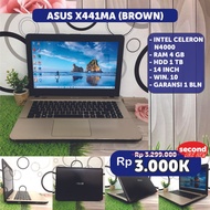 Bebas Ongkir! Laptop Asus X441Ma Celeron N4000 Ram 4/500Gb 14'' Second