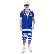 บุรุษกัปตันเรือยอชท์ชุด 5pcs สำหรับผู้ใหญ่หมวกแว่นกันแดดสวมชุดอุปกรณ์อุปกรณ์เสริมชุดคาร์นิวัลอีสเตอร