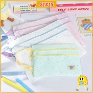 SIXIS File Bag, A4/A5 Polka Dot Design Handbag, Cartoon Three Layers Large Capacity Exam Papers Stor
