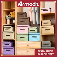 AMZ Linen Foldable Storage Box🔥 Size S+L=RM6 Only🔥Wardrobe Clothes Storage Stationary Storage#Bedroo