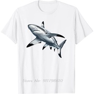Summer Oversized T-shirt Shark Graphic Creature Lover Vintage Black Tip Reef Shark Cotton Tshirt Men