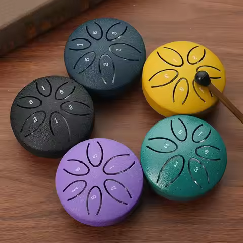 3 Inches 6 Tones Steel Tongue Drum Outdoors Rain Drums Instrument Mini Hand Drum Ethereal Drums Stic